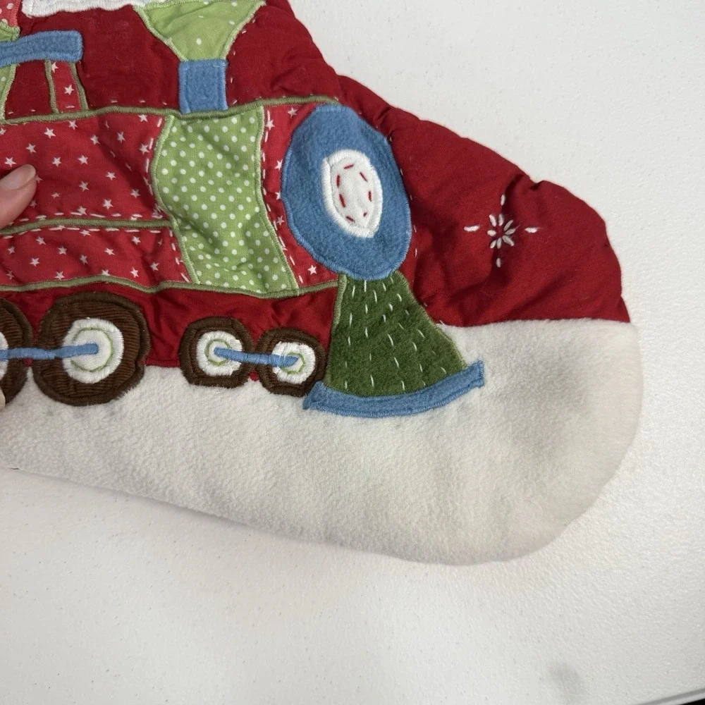 Pottery Barn Kids Quilted Train Trees Gingham Christmas Name Bryan Stocking